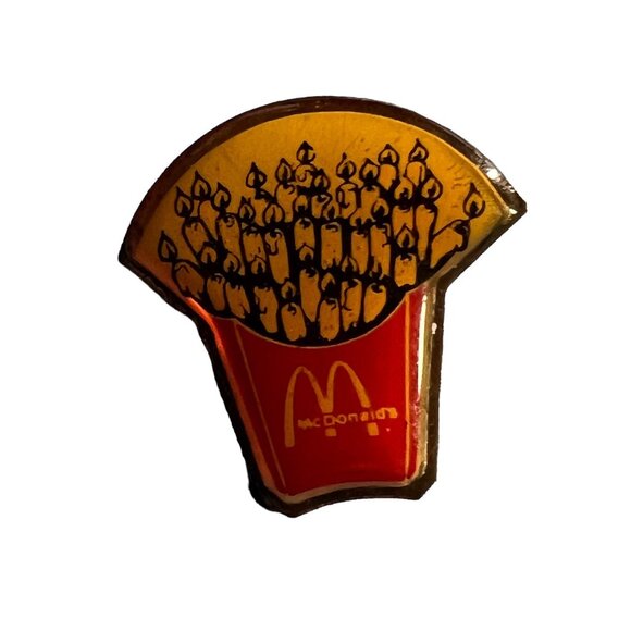 McDonalds Pin French Fries Gold Tone and Enamel Lapel Hat - Picture 1 of 11